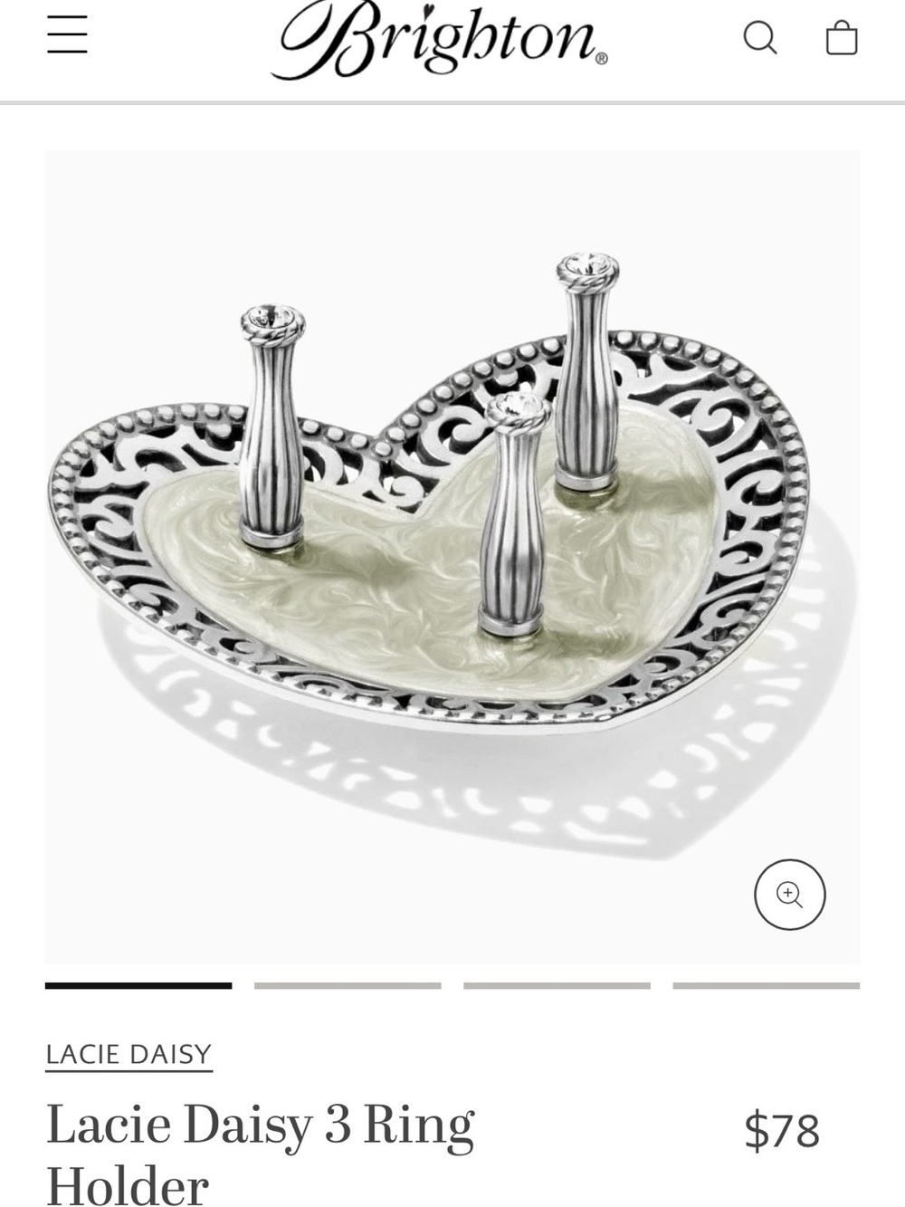 Brighton heart-shaped 3-post ring holder